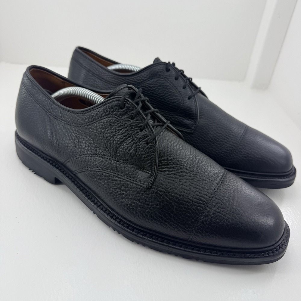 Allen Edmonds Becker Mens 10D Black Pebble Grain Leather Cap Toe Oxford Shoes